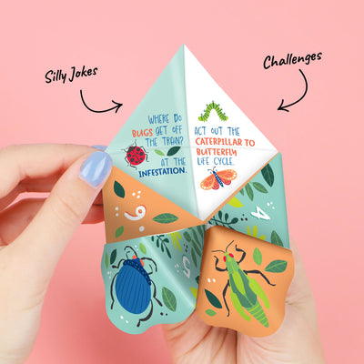 Buggin' Out - Bugs Birthday Party Cootie Catcher Game - Jokes and Dares Fortune Tellers - Set of 12