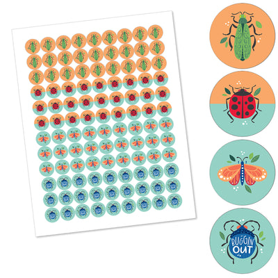 Buggin' Out - Bugs Birthday Party Round Candy Sticker Favors - Labels Fit Chocolate Candy (1 sheet of 108)