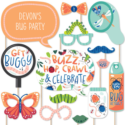 Buggin' Out - Bugs Birthday Party Photo Booth Props Kit - 20 Count