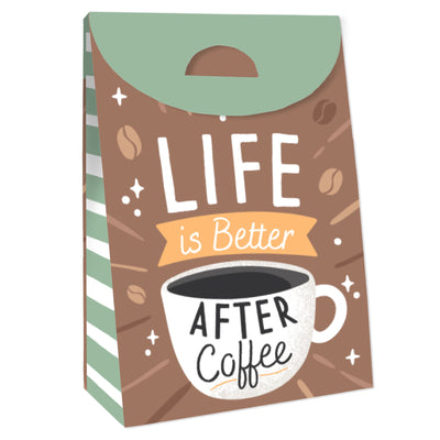 But First, Coffee - Cafe Themed Gift Favor Bags - Party Goodie Boxes - Set of 12