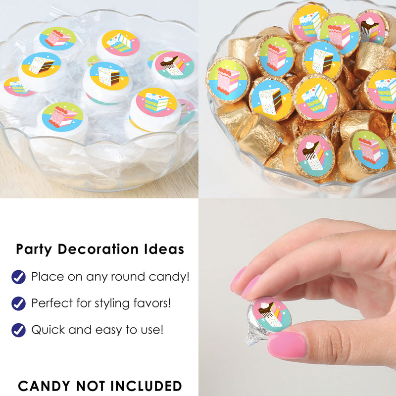 Cake Time - Happy Birthday Party Small Round Candy Stickers - Party Favor Labels - 324 Count