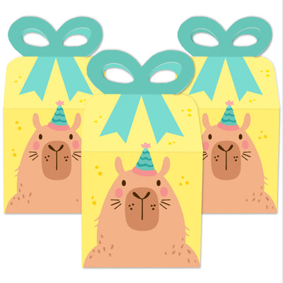 Capy Birthday - Square Favor Gift Boxes - Capybara Party Bow Boxes - Set of 12