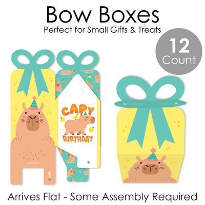Capy Birthday - Square Favor Gift Boxes - Capybara Party Bow Boxes - Set of 12
