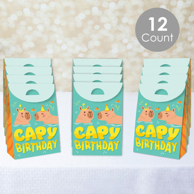 Capy Birthday - Capybara Gift Favor Bags - Party Goodie Boxes - Set of 12
