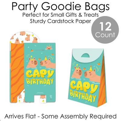 Capy Birthday - Capybara Gift Favor Bags - Party Goodie Boxes - Set of 12