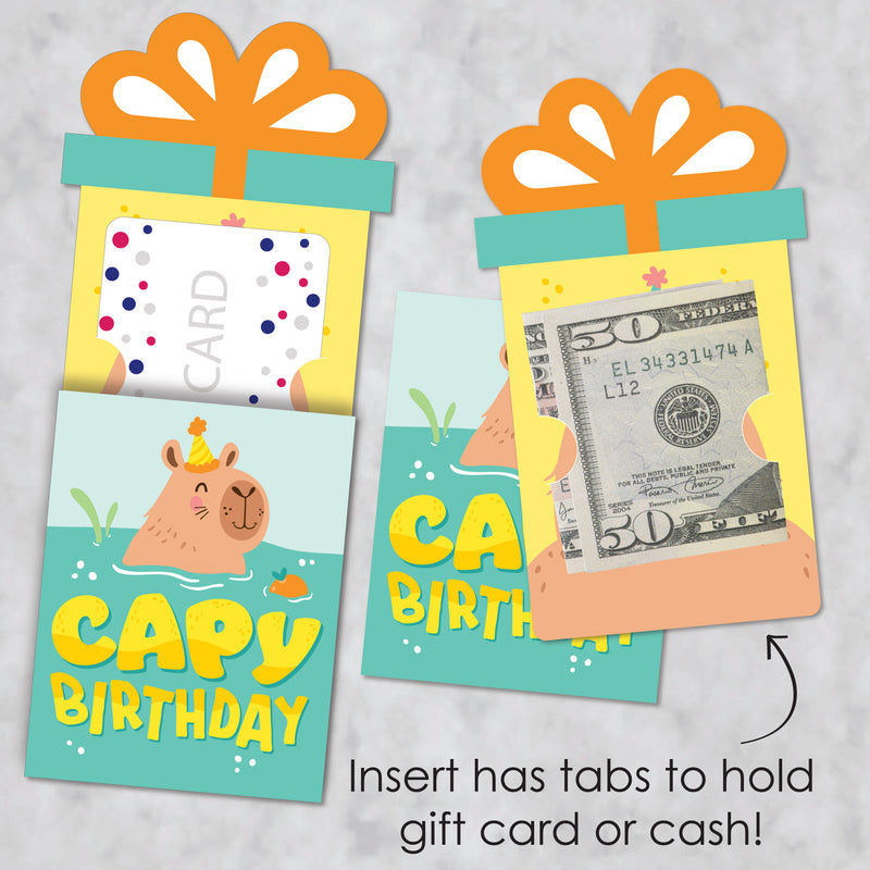 Capy Birthday - Capybara Party Money and Gift Card Sleeves - Nifty Gifty Card Holders - Set of 8