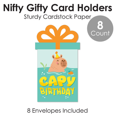 Capy Birthday - Capybara Party Money and Gift Card Sleeves - Nifty Gifty Card Holders - Set of 8