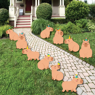 Capy Birthday - Lawn Decorations - Outdoor Capybara Party Yard Decorations - 10 Piece