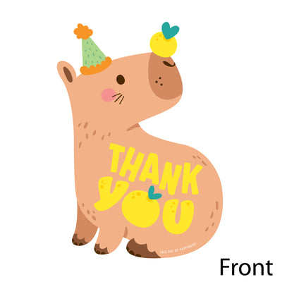 Capy Birthday - Shaped Thank You Cards - Capybara Party Thank You Note Cards with Envelopes - Set of 12