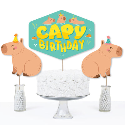 Capy Birthday - Capybara Party Centerpiece Sticks - Table Toppers - Set of 15