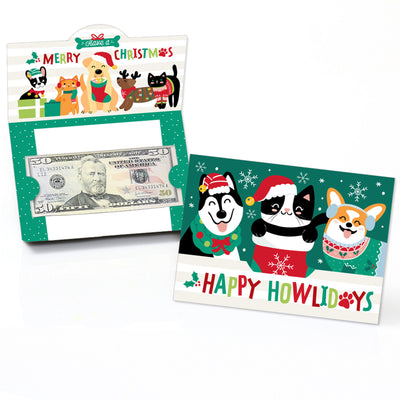 Christmas Pets - Cats and Dogs Holiday Party Money And Gift Card Holders - Set of 8