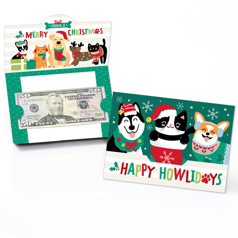 Christmas Pets - Cats and Dogs Holiday Party Money And Gift Card Holders - Set of 8