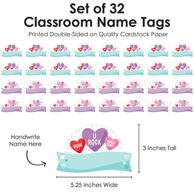 Colorful Valentine's Day - DIY Blank Paper Desk or Locker Labels - Classroom Name Tags - Set of 32