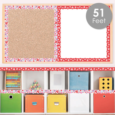 Colorful Valentine's Day - Scalloped Classroom Decor - Bulletin Board Borders - 51 Feet