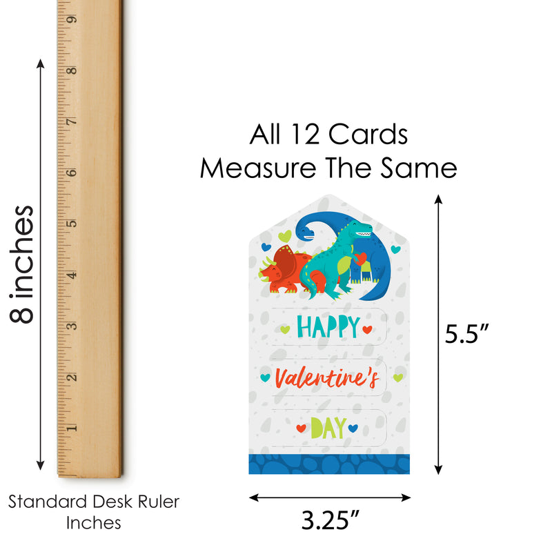 Roar Dinosaur - Dino Mite Trex Cards for Kids - Happy Valentine’s Day Pull Tabs - Set of 12