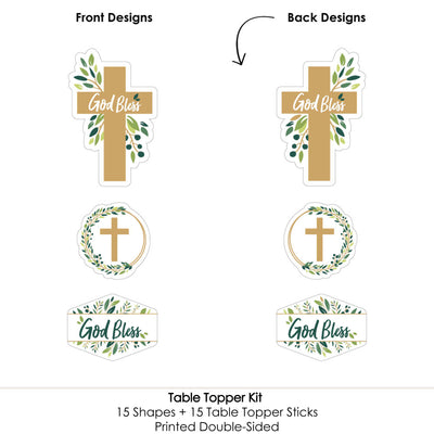 Elegant Cross - Religious Party Centerpiece Sticks - Table Toppers - Set of 15
