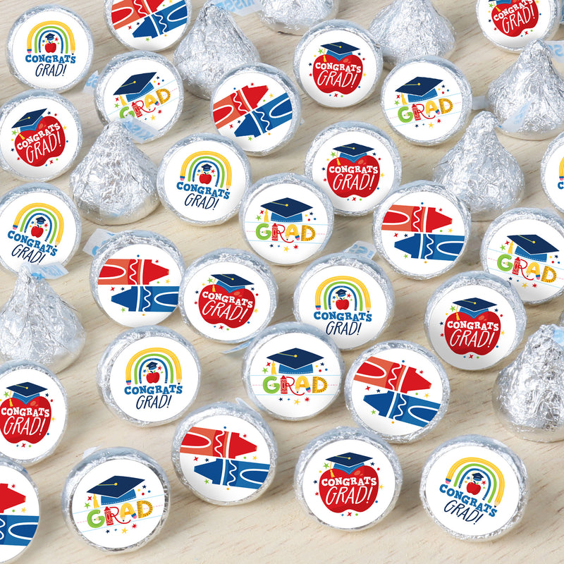 Elementary Grad - Kids Graduation Party Small Round Candy Stickers - Party Favor Labels - 324 Count