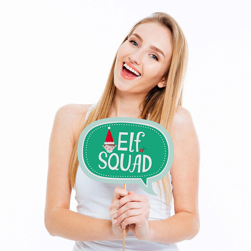 Elf Squad - Kids Elf Christmas and Birthday Party Photo Booth Props Kit - 20 Count