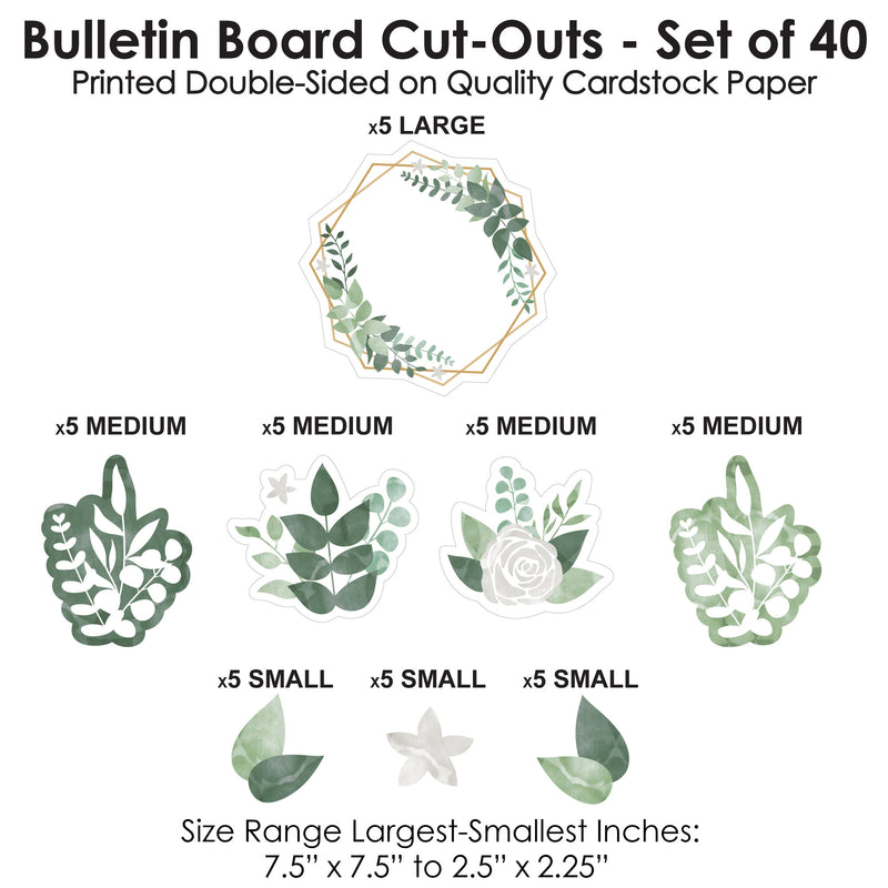Eucalyptus Greenery - DIY Classroom Decorations - Bulletin Board Cut-Outs - Set of 40