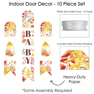 Fall Foliage Baby - Hanging Vertical Paper Door Banners - Autumn Leaves Baby Shower Wall Decoration Kit - Indoor Door Decor