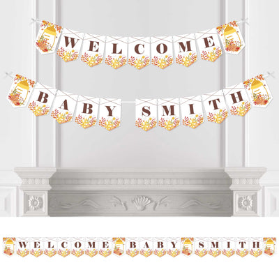 Personalized Fall Foliage Baby - Custom Autumn Leaves Baby Shower Bunting Banner and Decorations - Welcome Baby Custom Name Banner