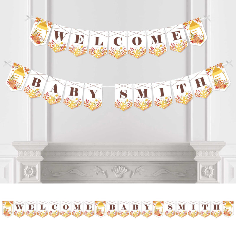 Personalized Fall Foliage Baby - Custom Autumn Leaves Baby Shower Bunting Banner and Decorations - Welcome Baby Custom Name Banner