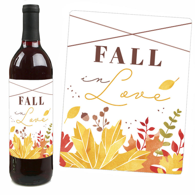 Fall Foliage Bride - Autumn Leaves Bridal Shower and Wedding Party Decorations for Women and Men - Wine Bottle Label Stickers - Set of 4