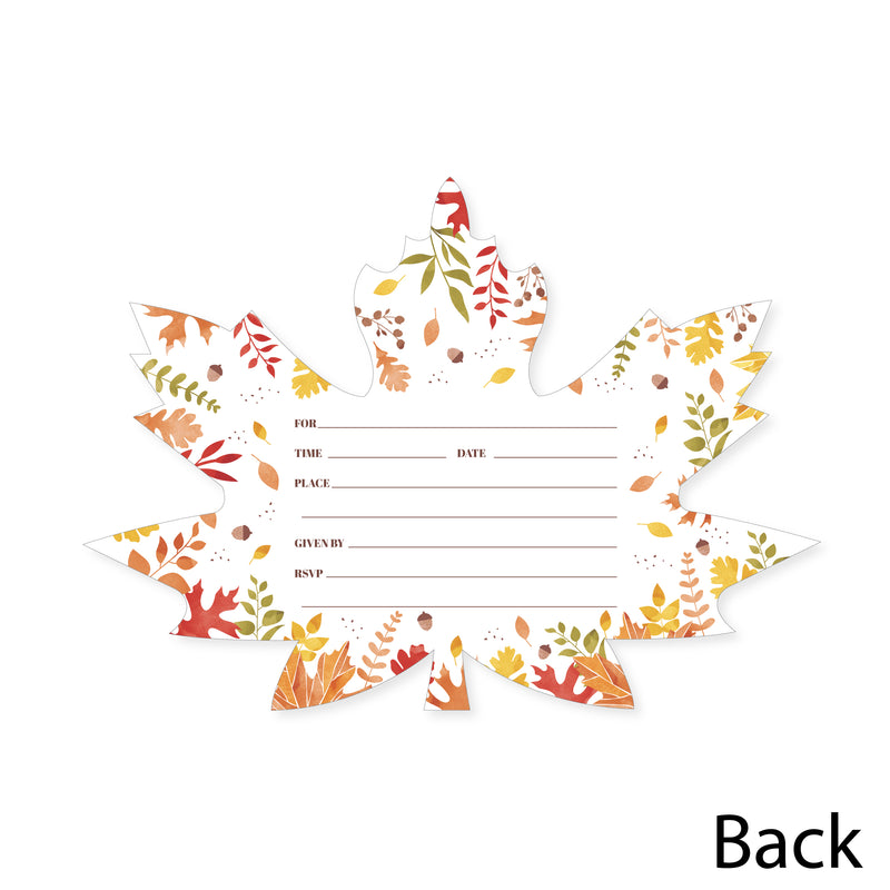 Fall Foliage - Shaped Fill-In Invitations - Autumn Leaves Party Invitation Cards with Envelopes - Set of 12