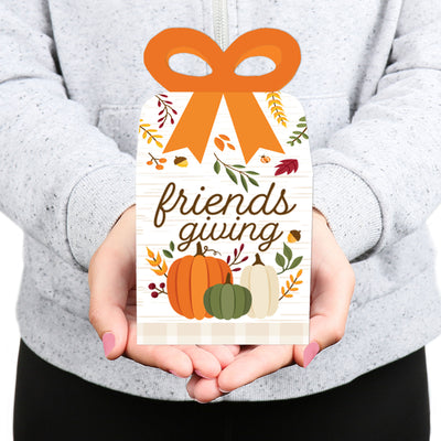 Fall Friends Thanksgiving - Square Favor Gift Boxes - Friendsgiving Party Bow Boxes - Set of 12