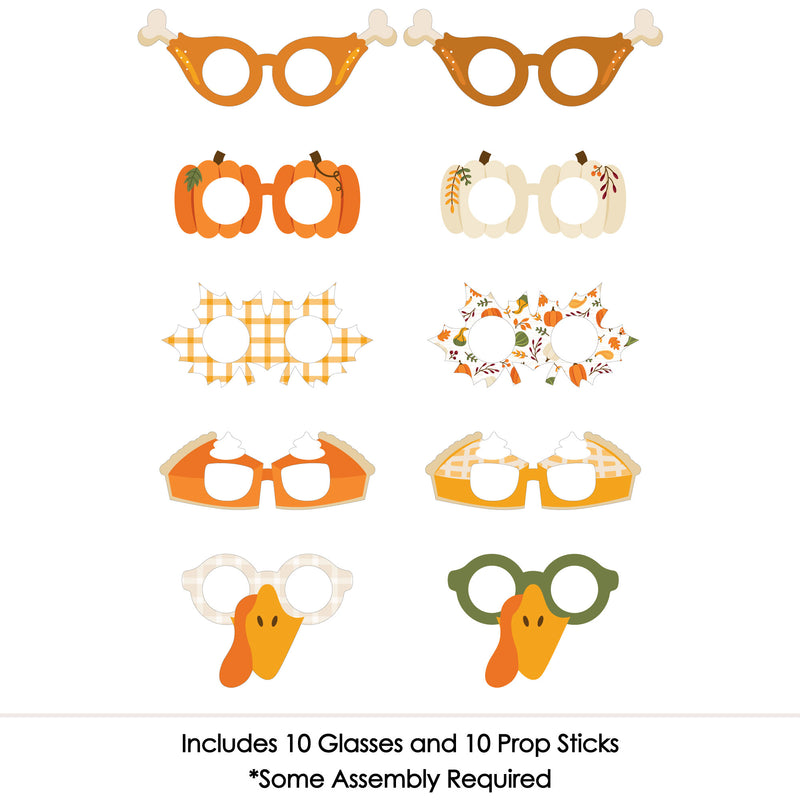 Fall Friends Thanksgiving Glasses - Paper Card Stock Friendsgiving Party Photo Booth Props Kit - 10 Count
