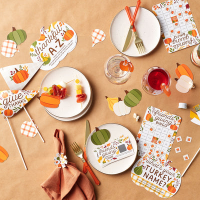 Fall Friends Thanksgiving - DIY Shaped Friendsgiving Party Cut-Outs - 24 Count