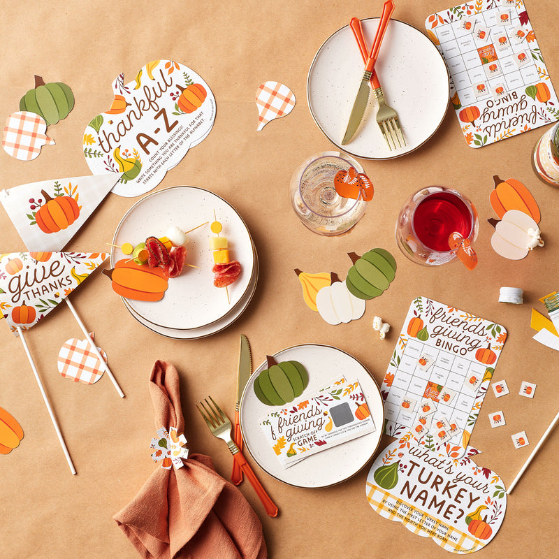 Fall Friends Thanksgiving - DIY Shaped Friendsgiving Party Cut-Outs - 24 Count