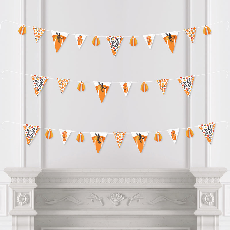 Fall Pumpkin - DIY Halloween or Thanksgiving Party Pennant Garland Decoration - Triangle Banner - 30 Pieces