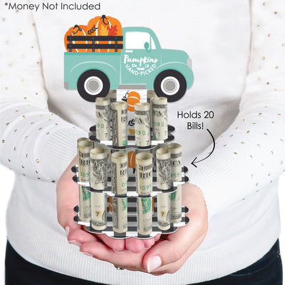 Happy Fall Truck - DIY Harvest Pumpkin Party Money Holder Gift - Cash Cake