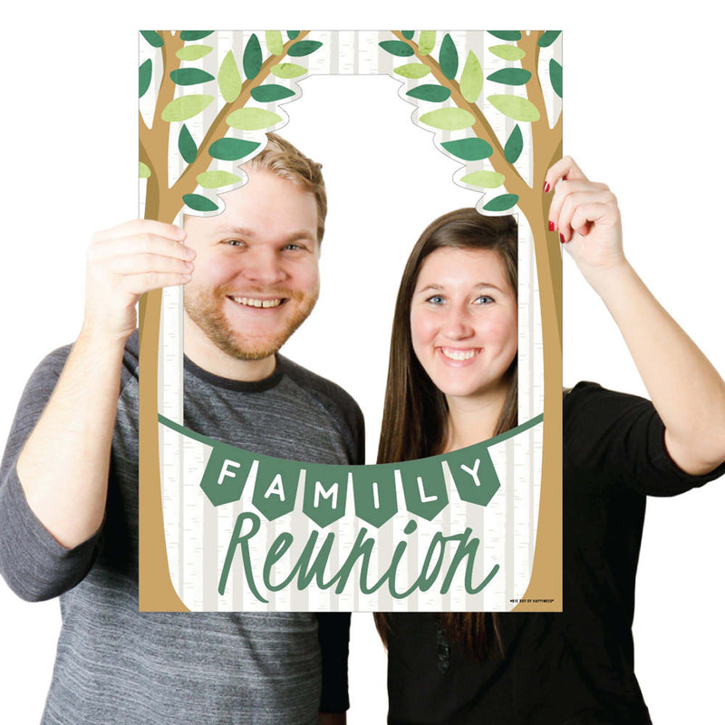 Family Tree Reunion - Family Gathering Party Photo Booth Picture Frame and Props - Printed on Sturdy Material