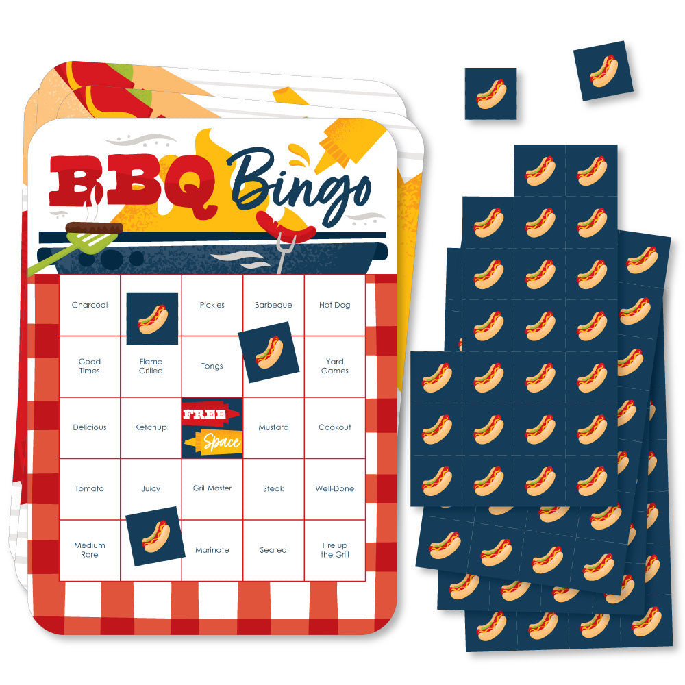 Fire Up the Grill Bingo Cards and Markers Summer BBQ Picnic Party