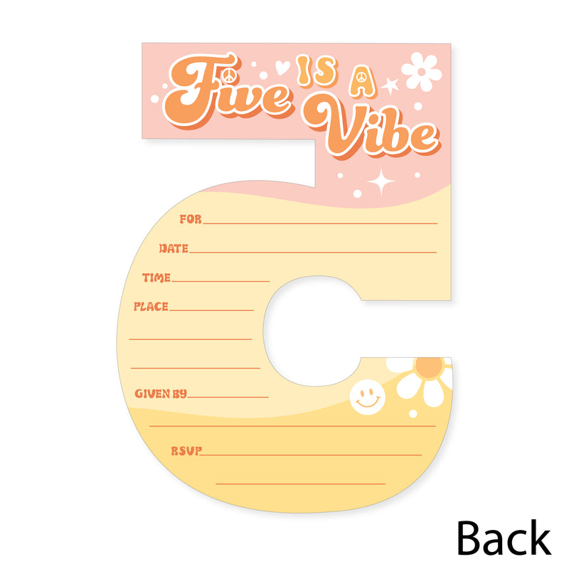 Five is a Vibe - Shaped Fill-In Invitations - Boho Hippie Fifth Birthday Party Invitation Cards with Envelopes - Set of 12