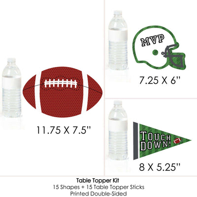 End Zone - Football - Baby Shower or Birthday Party Centerpiece Sticks - Table Toppers - Set of 15