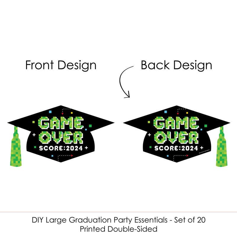 Game Over - Grad Cap Decorations DIY Video Game Graduation Large Party Essentials - Set of 20