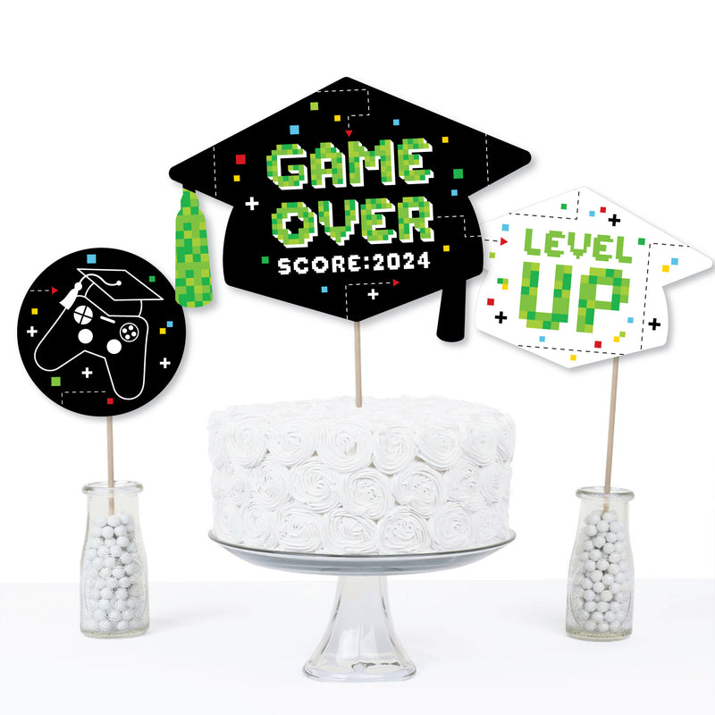 Game Over - Video Game Graduation Party Centerpiece Sticks - Table Toppers - Set of 15