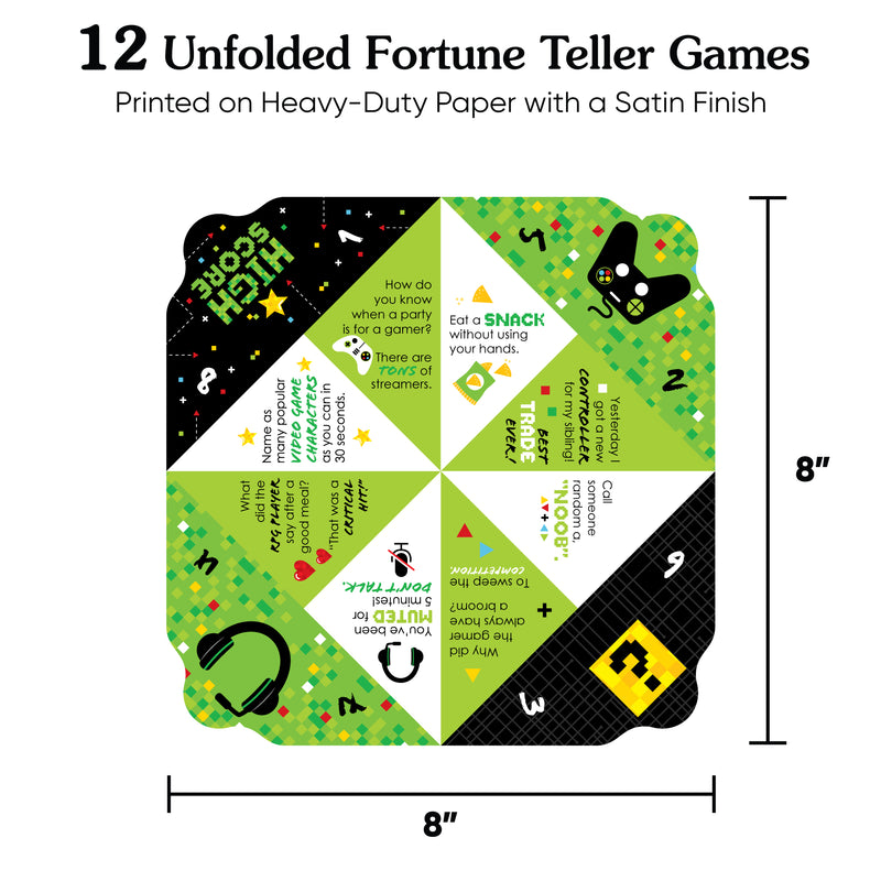 Game Zone - Pixel Video Game Party or Birthday Party Cootie Catcher Game - Jokes and Dares Fortune Tellers - Set of 12