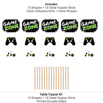 Game Zone - Pixel Video Game Party or Birthday Party Centerpiece Sticks - Table Toppers - Set of 15