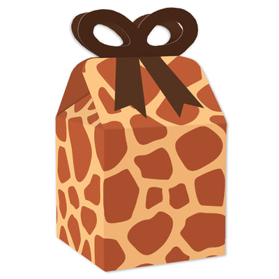 Giraffe Print - Square Favor Gift Boxes - Safari Party Bow Boxes - Set of 12