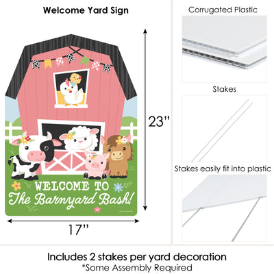 Girl Farm Animals - Party Decorations - Pink Barnyard Baby Shower or Birthday Party Welcome Yard Sign
