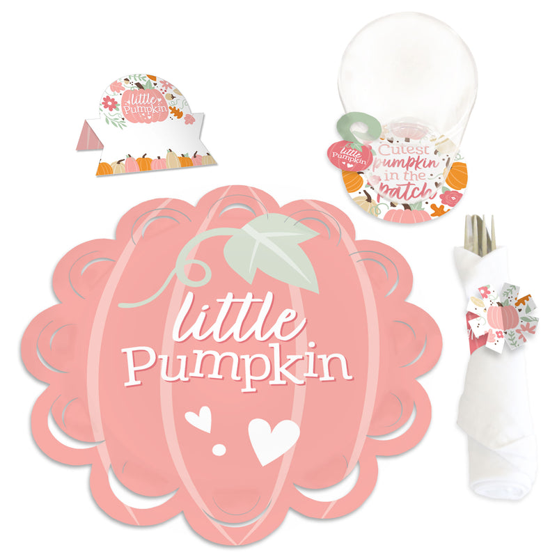 Girl Little Pumpkin - Fall Birthday Party or Baby Shower Paper Charger and Table Decorations - Chargerific Kit - Place Setting for 8