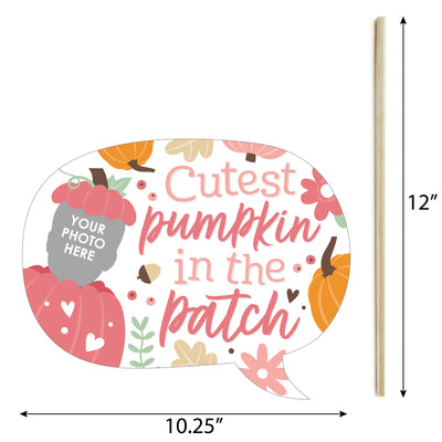 Custom Photo Funny Girl Little Pumpkin - Fall Birthday Party Fun Face Photo Booth Props Kit - 10 Piece