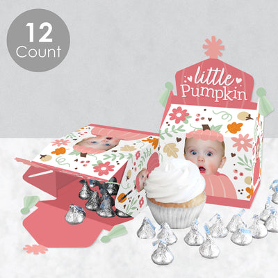 Custom Photo Girl Little Pumpkin - Fall Birthday Treat Box Party Favors - Fun Face Goodie Gable Boxes - Set of 12