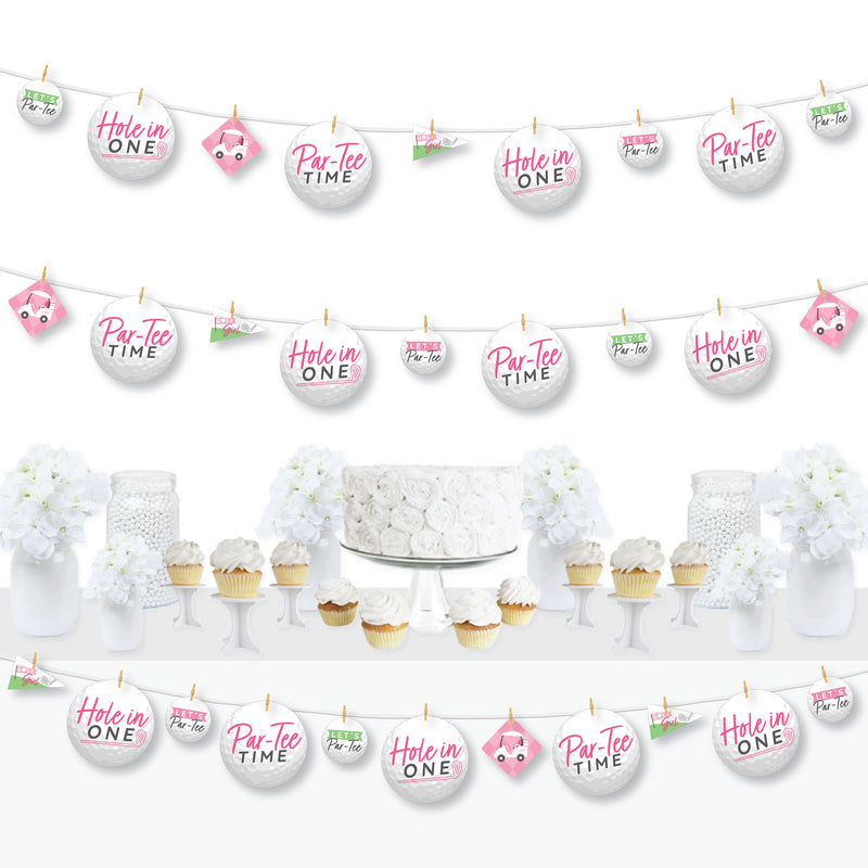 Golf Girl - Pink Birthday Party or Baby Shower DIY Decorations - Clothespin Garland Banner - 44 Pieces