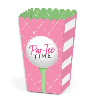 Golf Girl - Pink Birthday Party or Baby Shower Favor Popcorn Treat Boxes - Set of 12