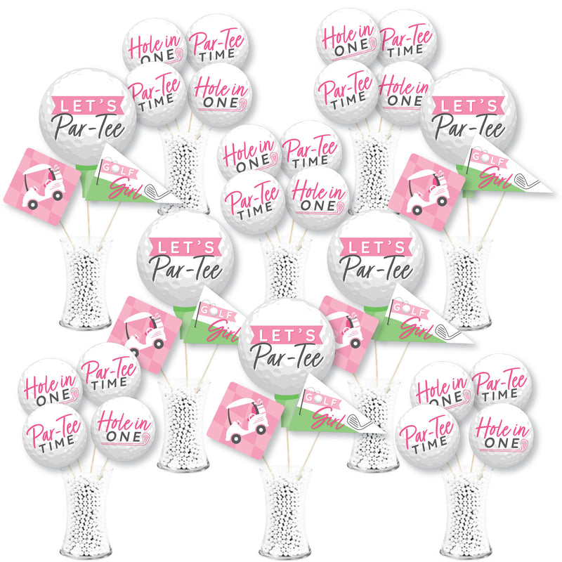 Golf Girl - Pink Birthday Party or Baby Shower Centerpiece Sticks - Showstopper Table Toppers - 35 Pieces